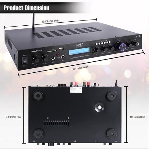 Pyle Home Theater Amplifier Audio Bluetooth MP3/USB/SD/AUX/FM Receiver System, with 4x Pyle 3.5'' 200 Watt 3-Way Weather Proof Mini Box Speakers (Black), Enrock Audio 16-Gauge 50 Foot Speaker Wire in Saudi Arabia