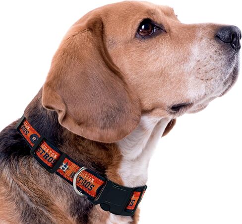 طوق MLB PET للكلاب هيوستن أستروس، صغير. طوق فريق البيسبول للكلاب والقطط. طوق للكلاب والقطط لامع وملون مرخص من MLB in Saudi Arabia