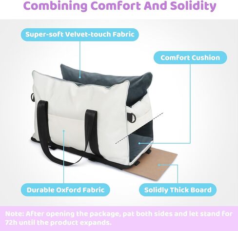 Dog Car Seat for Small Dogs, Center Console Dog Bed, Dog Car Booster Seat with Soft Cushion & Storage Pockets, Puppy Car Seat Support Pet Up to 10lbs (Black) in Saudi Arabia