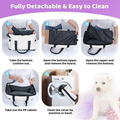 Dog Car Seat for Small Dogs, Center Console Dog Bed, Dog Car Booster Seat with Soft Cushion & Storage Pockets, Puppy Car Seat Support Pet Up to 10lbs (Black) in Saudi Arabia