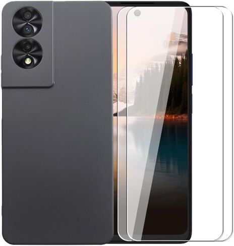 حافظة لهاتف TCL 40 NxtPaper 4G + واقي شاشة زجاجي مقسى - غطاء حماية من السيليكون الشفاف الناعم المرن المقاوم للصدمات من مادة TPU لهاتف TCL 40 NxtPaper 4G (أسود) in Kuwait