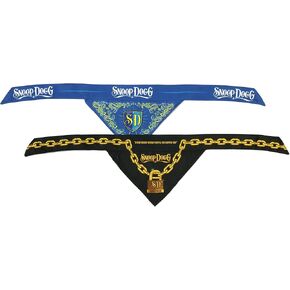 Deluxe Pet Bandana Set of 2, Adjustable Ties - Halftime/Off The Chain, Medium