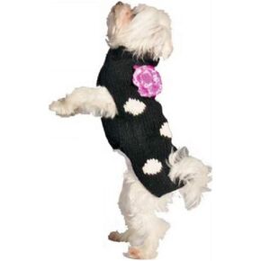 Chilly Dog Black Polka Dot Dog Sweater (Medium)