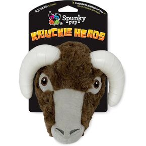 Spunky pup Knucklehead Durable Dog Toy - 2-in-1 Plush & Chew Toy for Aggressive Chewers, Chicken-Flavored Dental Chew, Durable Double-Stitched Squeaker- Deer