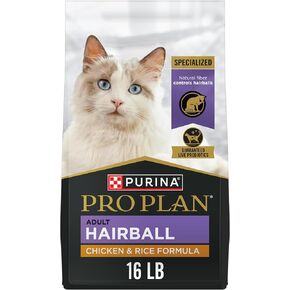 Purina Pro Plan Hairball Control Cat Food, Chicken and Rice Formula - 16 lb. Bag