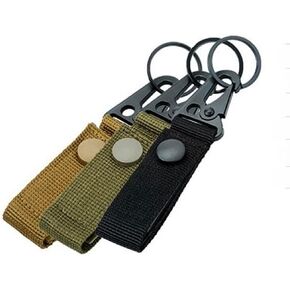 3PCS Multi-Color Tactical Molle Key Ring Nylon Keychain Carabiner Hanger Duty Belt Metal Hook Backpack Clasp Key Organizer - 3 Colors