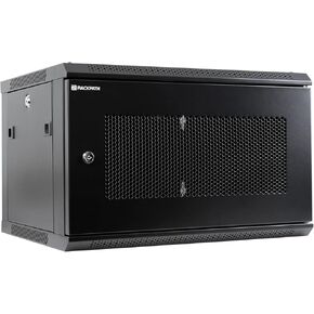 RackPath 9U Wall Mount Server Cabinet Network Rack Enclosure, Quiet Cooling Fan, Perforated Door, Black