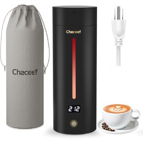 CHACEEF Travel Kettle Upgraded, Portable Electric Kettle, 350ml Small Electric Kettle with 5 Variable Presets, 304 Stainless Steel Mini Hot Water Boiler with Auto Shut-Off & Boil Dry Protection, White