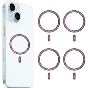Magnetic Ring for Phone Case 4pack，Universal Magnetic Ring Sticker Support Wireless Charging Magnetic Adapter Ring Compatible with All Phones & Cases Red