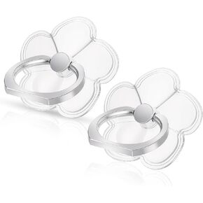 2Pcs Transparent Phone Ring Grips Clear Finger Kickstand Cell Phone Ring Holder 360 Degree Rotation Flower Finger Ring Grip Glitter Cell Phone Finger Holder for Mobile Phones Cases