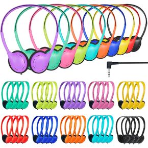 20 Pack Kids Headphones Bulk Class Set Headphones for School Students Classroom Children Toddler Boys Girls Teen and Adult Multi Color (B)