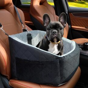Small Dog Car Seat for Under 30lbs Dog Booster Seat Detachable Washable Pet Car Seat with Safety Leash and Storage Pockets Grey Puppy Travel Bed