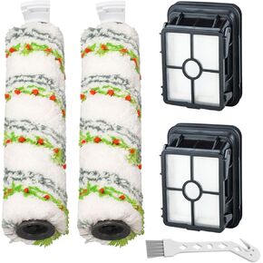 Lemige 3 Pack Multi-Surface Pet Brush Rolls 2788 and 3 Pack Vacuum Filters 1866 for Bissell CrossWave Max 2554 2590 2593 2596 for HydroSteam 35151 3515 35152 3513 3518 Vacuums, Part 1618641 & 1608684