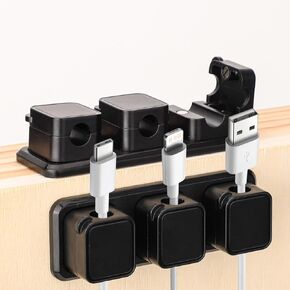 6pcs Magnetic Cable Clips, Adhesive Wire Holder Keeper with 2 Magnetic Bases Cord Organizer Cable Smooth Adjustable Cable Management for Nightstand Computer Phone USB Charger Cable