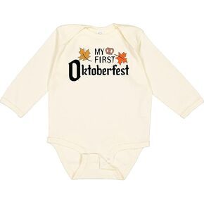inktastic My First Oktoberfest with Fall Leaves Long Sleeve Creeper