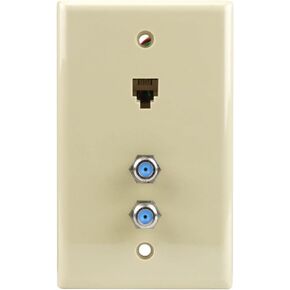 Skywalker Single Gang Wall Plate (2) 3.0GHz F-81 Jacks and (1) Phone Jack (White)