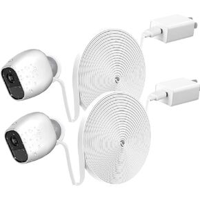 2-Pack Arlo Power Cable and Charger for Arlo Pro & Pro 2 and Arlo Go Arlo Charging Cable, Arlo Power Cord (White, 30feet)