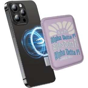 Officially Licensed Alpha Delta Pi Sorority Magnetic Card Wallet – Compatible with iPhone 15/14/13/12, Securely Holds 3 Cards – Slim (White), CH0ADP1
