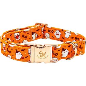 Elegant little tail Dog Collar, Halloween Dog Collar Ghosts Pet Collar Green Dog Boy Pet Collar Puppy Collar Cotton with Metal Buckle Adjustable Dog Collar for Small Puppy
