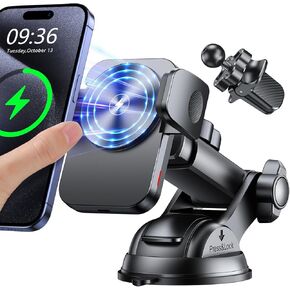 for MagSafe Car Mount Charger, 15W Fast Charging Magnetic Car Phone Holder Charger, Vent Dashboard Windshield for MagSafe Wireless Car Charger, Fits for iPhone 16 15 14 13 12 Pro Max Plus