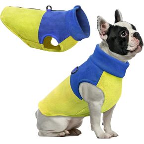 Idepet Dog Fleece Vest Sweater Zip Up Warm Pullover Dogs Jacket with D-Ring Leash Winter Cold Weater Coat Pet Sweatershirt Clothes Hoodie for Small Medium Dogs Boy Girl (Purple, M)