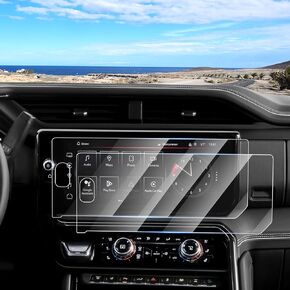 2PCS Screen Protector for 2022-2024 GMC Sierra 1500/2024 Sierra HD 2500 3500, 13.4 Inch Touch Screen Protector Tempered Glass Navigation Display Screen Cover Infotainment Protective Film