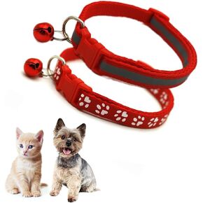 Orange Small Dog Collar with Bell,2 Pack Reflective Cat Collar Girl Puppy Collar with Bells for XXS XS Tiny Little Kitten Pet Female Dogs,Neck 7-12 Inch