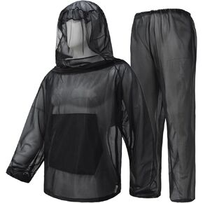 Mosquito Net Suit Camo Hunting Mesh Suit Bug Net Clothing with Hood Outdoor Protection No-See-Ums Garden Camping