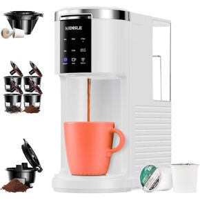 3 in 1 Single Serve Coffee Maker for K Cup Pods & Ground Coffee & Teas, 6 to 14oz Brew Sizes with 40oz Removable Water Reservoir, Self-cleaning Function, White