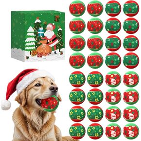 ZALALOVA 32 Pcs ChristmasTennis Balls for Dog Xmas Pets Interactive Toys Bulk Fetch Training Playing Balls Green Red Chewers Green Red Puppy 2.5 Inches for Small Medium Large Dogs