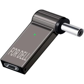 USB C to 4.5mm Laptop Charging Adapter Female Type C to Male DC 4.5 x 3.0mm Barrel Jack Plug 100W PD Power Charger Connector Round Tip for Latitude 11 12 XPS 13 Vostro 14 5000 15 17 7000 Inspiron Dell