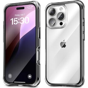 pcgaga for iPhone 16 Pro Max Case, Military Grade Protective (Shock Absorbent Airbags), Scratch Resistant Clear Back Cover,Anti-Yellowing, Shockproof Mobile Phone Cases 2024 (Black)