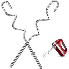 New Dough Hook for Hand Mixer Replacement for Kitchenaid Hand Mixer Dough Hooks KHM512, Stainless Steel Dough Hooks Suitable for KHM 5KSM KSM KSMO KSMH Series of Kitchenaid Mixer Hand Held, Set of 2