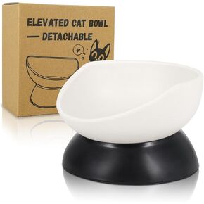 2Pcs Elevated Cat Bowl Detachable, Melamine 2-in-1 Cat Food Bowl Whisker and Spine Friendly, Raised Cat Feeding Bowls Tilted for Indoor Cats, Puppies, Kittens