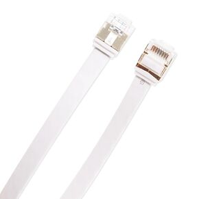 RJ 45 Cat 7 Ethernet Cable，2 Pack Shielded Flat Ethernet Jumper,1.6FT Shielded Ethernet Cord,Short Crystal Gold-Plated Connectors, High Speed 10Gbps 600MHz Bendable Ethernet Jumper 32AWG White (2)