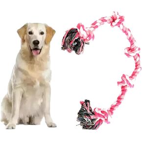 Dog Rope Toy for Small and Medium Dogs, Indestructible 2 Feet 5 Knots Rope Toy, Heavy Duty Tough Dog Toy for Aggressive Chewers, Interactive Dog Tug of War Toy (Green+Blue+Orange)