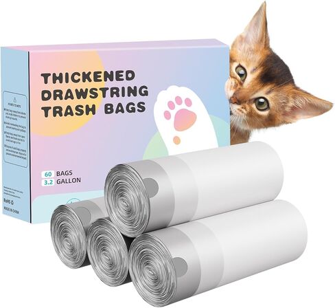 Self Cleaning Cat Litter Box, Drawstring Pet Waste Bags, Cat Litter Box Liners-4 Rolls, 20"x 18", 60 Counts for Automatic Cleaning Litter Box in Saudi Arabia