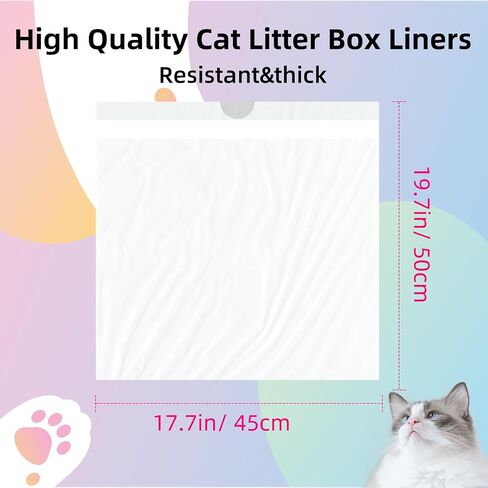 Self Cleaning Cat Litter Box, Drawstring Pet Waste Bags, Cat Litter Box Liners-4 Rolls, 20"x 18", 60 Counts for Automatic Cleaning Litter Box in Saudi Arabia