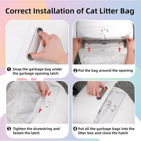 Self Cleaning Cat Litter Box, Drawstring Pet Waste Bags, Cat Litter Box Liners-4 Rolls, 20"x 18", 60 Counts for Automatic Cleaning Litter Box in Saudi Arabia