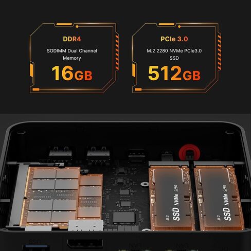 كمبيوتر صغير P4، كمبيوتر ألعاب صغير بمعالج AMD Ryzen 7 5700U (8C/16T، حتى 4.3 جيجا هرتز) ذاكرة الوصول العشوائي 16 جيجا بايت، 512 جيجا بايت M.2 SSD، كمبيوتر مكتبي بشاشة ثلاثية، نظام التشغيل Windows 11 Pro مسبق، شبكة LAN مزدوجة، WiFi 6E، BT 5.2 in Saudi Arabia