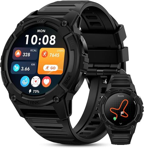 ساعة ذكية KOSPET Tank S2 للرجال والنساء GPS، مقاومة للماء 5ATM، الضغط/الارتفاع/البوصلة، شاشة AMOLED مقاس 1.32 بوصة لتتبع اللياقة البدنية (الرد/إجراء المكالمة)، مساعد صوت AI، مراقب معدل النوم/السمع على مدار 24 ساعة in Saudi Arabia
