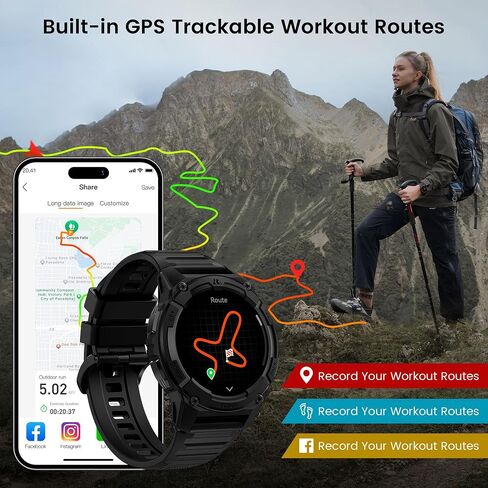 ساعة ذكية KOSPET Tank S2 للرجال والنساء GPS، مقاومة للماء 5ATM، الضغط/الارتفاع/البوصلة، شاشة AMOLED مقاس 1.32 بوصة لتتبع اللياقة البدنية (الرد/إجراء المكالمة)، مساعد صوت AI، مراقب معدل النوم/السمع على مدار 24 ساعة in Saudi Arabia