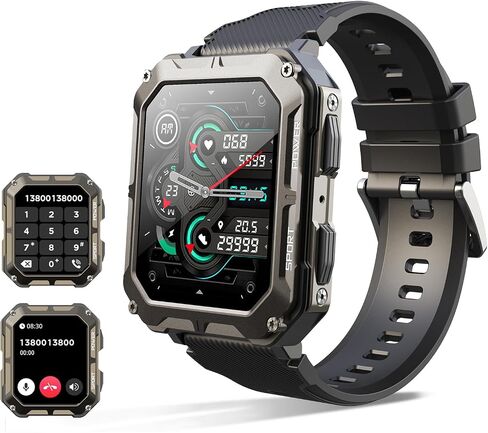 The Indestructible Smartwatch, Military Rugged Smartwatch for Men(Answer/Make Call), 1.83" Fitness Tracker with Heart Rate, Sleep Monitor, Waterproof for iOS and Android (Orange) in Saudi Arabia