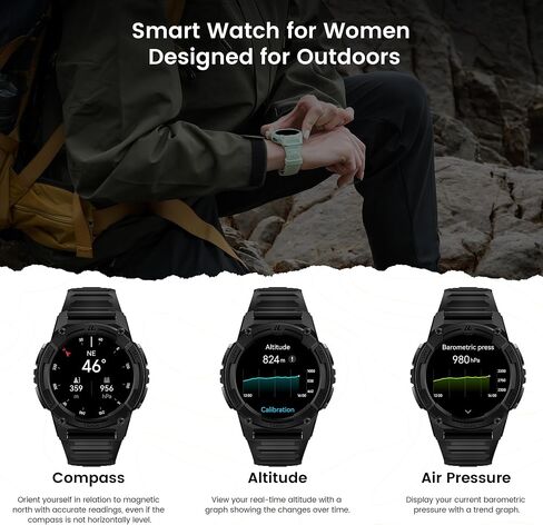 ساعة ذكية KOSPET Tank S2 للرجال والنساء GPS، مقاومة للماء 5ATM، الضغط/الارتفاع/البوصلة، شاشة AMOLED مقاس 1.32 بوصة لتتبع اللياقة البدنية (الرد/إجراء المكالمة)، مساعد صوت AI، مراقب معدل النوم/السمع على مدار 24 ساعة in Saudi Arabia