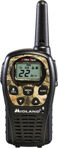 ميدلاند - LXT500VP3، أجهزة اتصال لاسلكية FRS ذات 22 قناة مع مسح للقنوات - أجهزة راديو ذات نطاق ممتد، تشغيل صامت، البطاريات متضمنة (حزمة زوجية) (أسود) in Kuwait