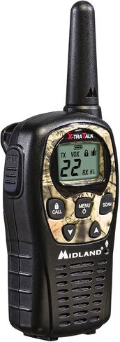 ميدلاند - LXT500VP3، أجهزة اتصال لاسلكية FRS ذات 22 قناة مع مسح للقنوات - أجهزة راديو ذات نطاق ممتد، تشغيل صامت، البطاريات متضمنة (حزمة زوجية) (أسود) in Kuwait