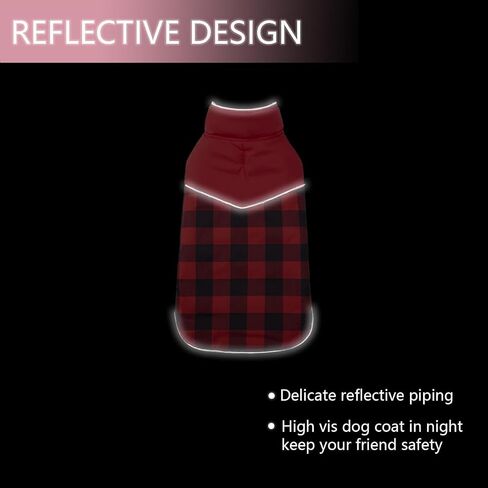 Geyecete Dog Winter Coat,Reversible Dog Coat Water Resistant British Style Plaid Dog Winter Coats Leash Hole Soft Basic Warm Dog Coat Jacket-Pink-M in Kuwait