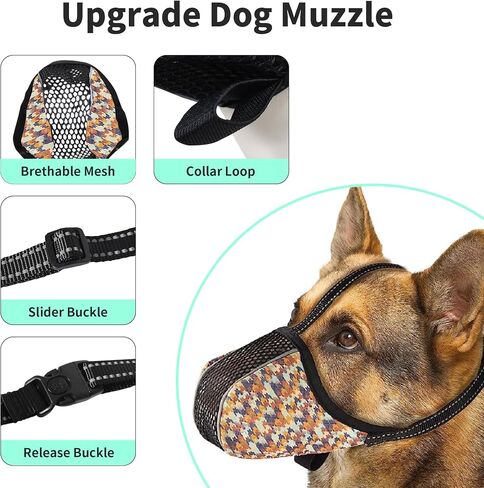 Dog Muzzle for Extra Small Dogs Anti & Prevent Biting Chewing Barking Soft Air Mesh Muzzles Reflective Ajustable Full Coverage Dog Mouth Guard Cover for Grooming Scavenging Black XS in Saudi Arabia