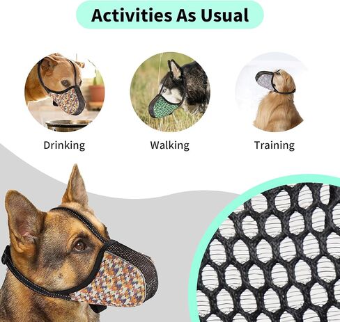 Dog Muzzle for Extra Small Dogs Anti & Prevent Biting Chewing Barking Soft Air Mesh Muzzles Reflective Ajustable Full Coverage Dog Mouth Guard Cover for Grooming Scavenging Black XS in Saudi Arabia