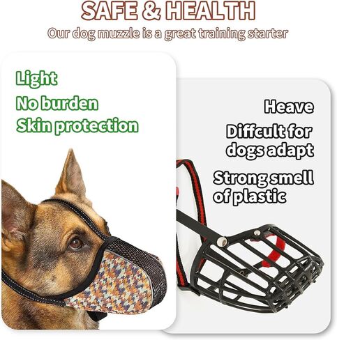 Dog Muzzle for Extra Small Dogs Anti & Prevent Biting Chewing Barking Soft Air Mesh Muzzles Reflective Ajustable Full Coverage Dog Mouth Guard Cover for Grooming Scavenging Black XS in Saudi Arabia
